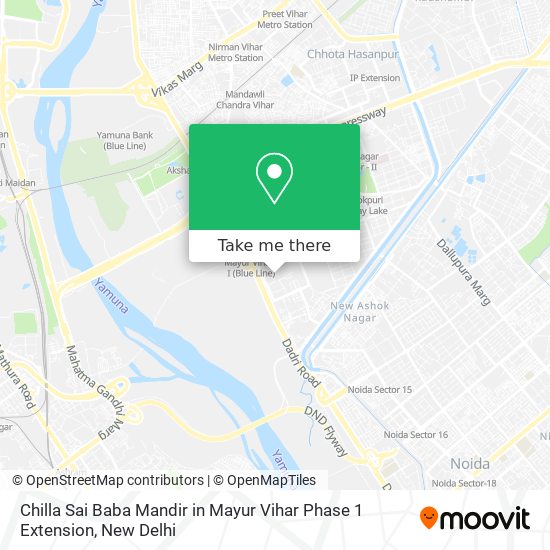 Chilla Sai Baba Mandir in Mayur Vihar Phase 1 Extension map