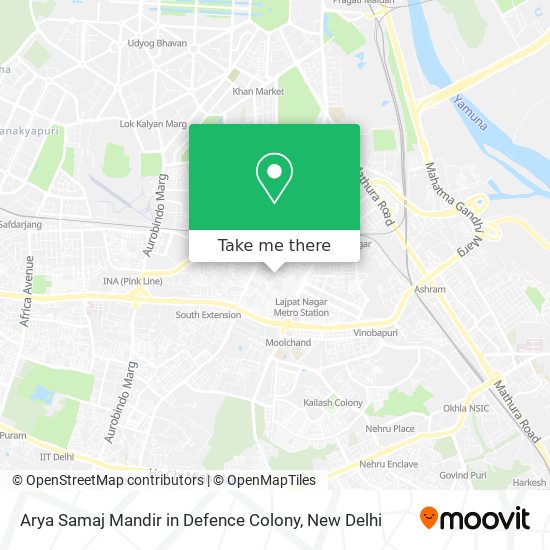 Arya Samaj Mandir in Defence Colony map