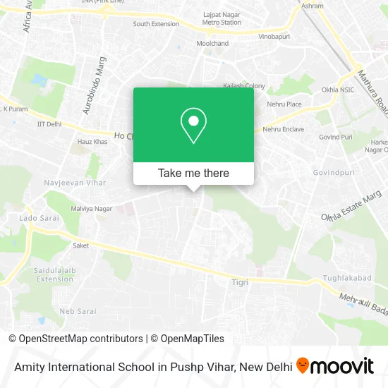 Amity International School in Pushp Vihar map