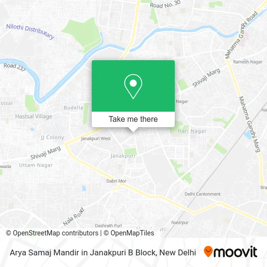 Arya Samaj Mandir in Janakpuri B Block map