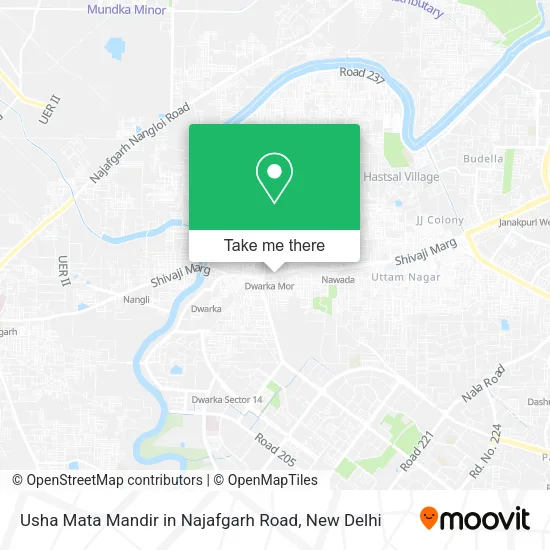Usha Mata Mandir in Najafgarh Road map