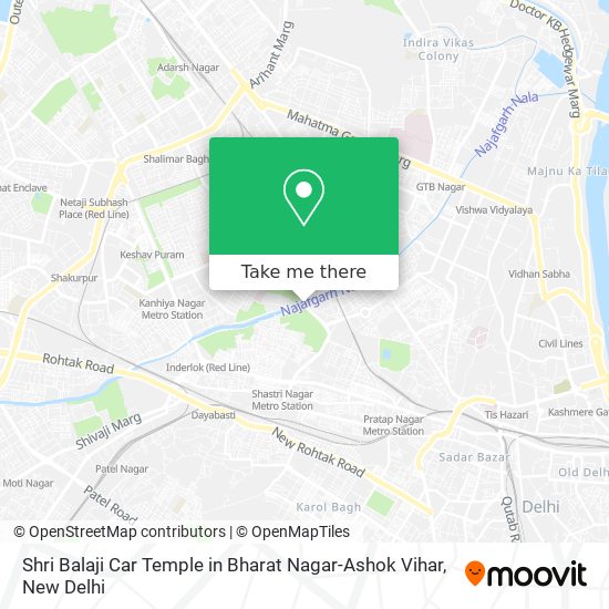 Shri Balaji Car Temple in Bharat Nagar-Ashok Vihar map