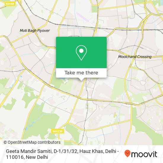 Geeta Mandir Samiti, D-1 / 31 / 32, Hauz Khas, Delhi - 110016 map