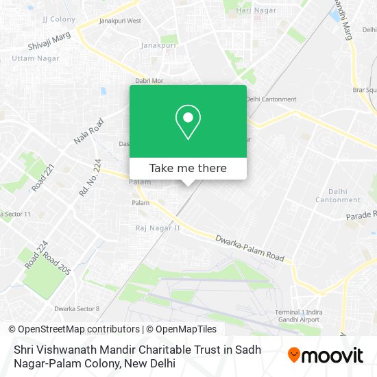 Shri Vishwanath Mandir Charitable Trust in Sadh Nagar-Palam Colony map