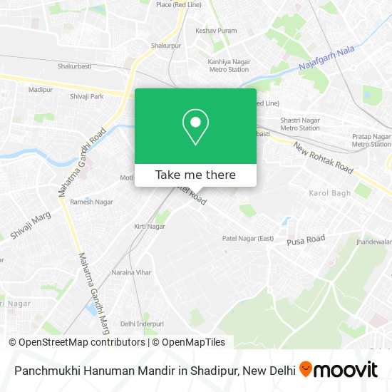 Panchmukhi Hanuman Mandir in Shadipur map