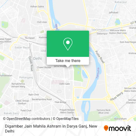 Digamber Jain Mahila Ashram in Darya Ganj map