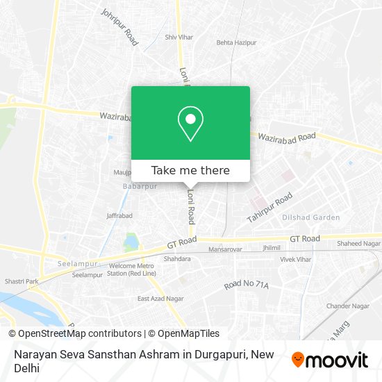 Narayan Seva Sansthan Ashram in Durgapuri map