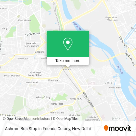 Ashram Bus Stop in Friends Colony map