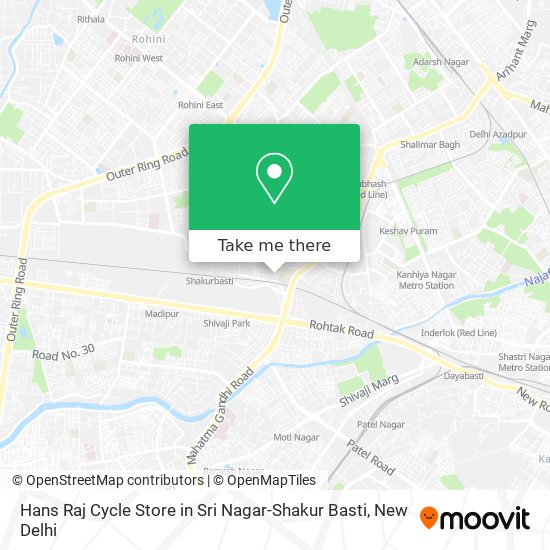 Hans Raj Cycle Store in Sri Nagar-Shakur Basti map