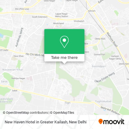 New Haven Hotel in Greater Kailash map