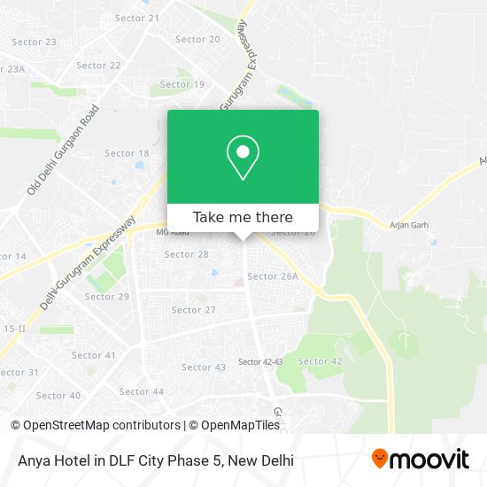 Anya Hotel in DLF City Phase 5 map