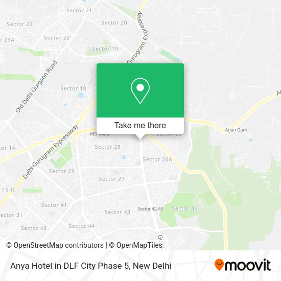 Anya Hotel in DLF City Phase 5 map