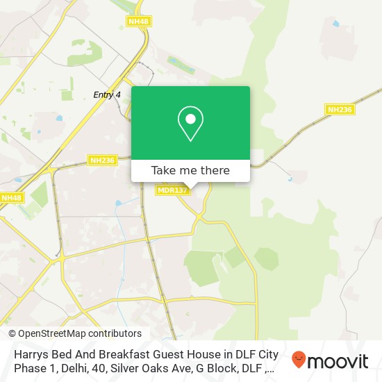 Harrys Bed And Breakfast Guest House in DLF City Phase 1, Delhi, 40, Silver Oaks Ave, G Block, DLF map