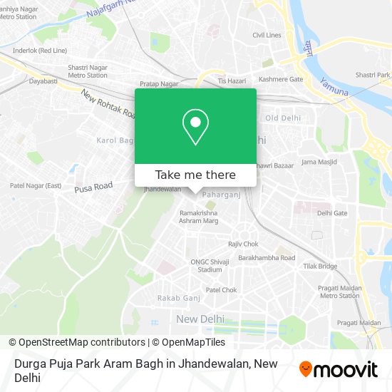 Durga Puja Park Aram Bagh in Jhandewalan map
