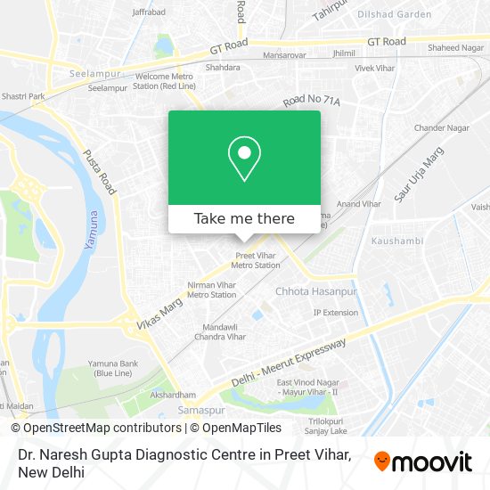 Dr. Naresh Gupta Diagnostic Centre in Preet Vihar map