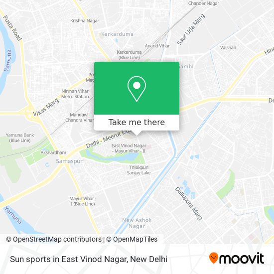 Sun sports in East Vinod Nagar map