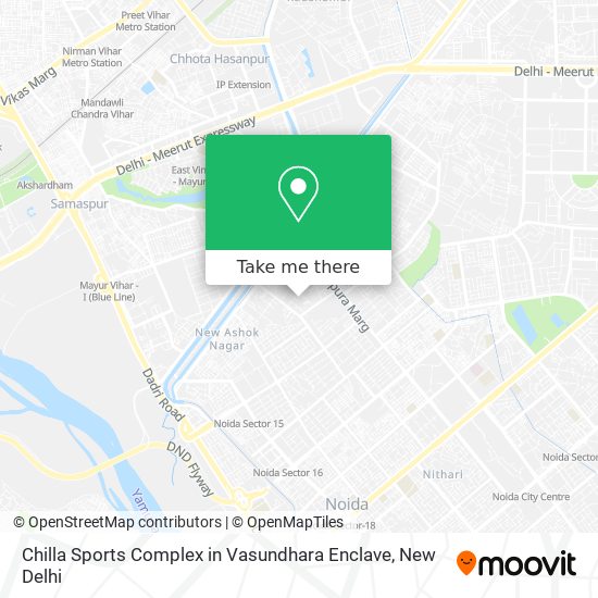 Chilla Sports Complex in Vasundhara Enclave map