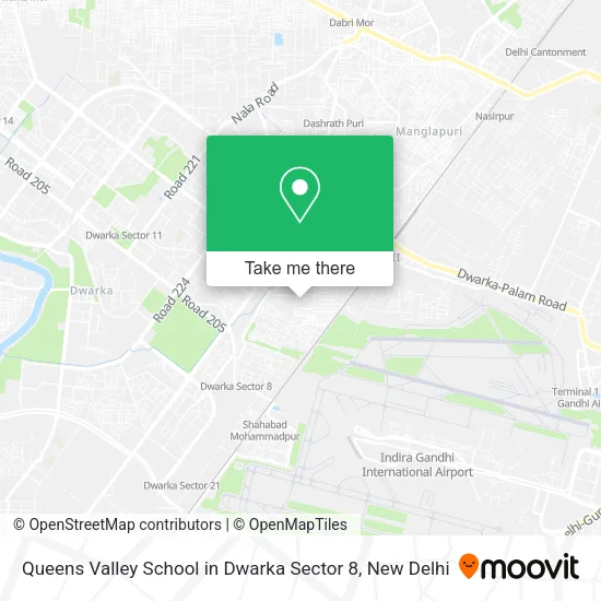 Queens Valley School in Dwarka Sector 8 map