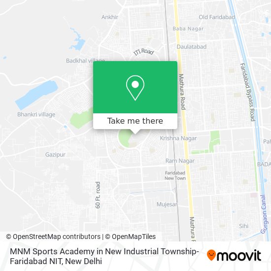 MNM Sports Academy in New Industrial Township-Faridabad NIT map