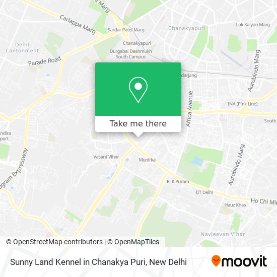 Sunny Land Kennel in Chanakya Puri map