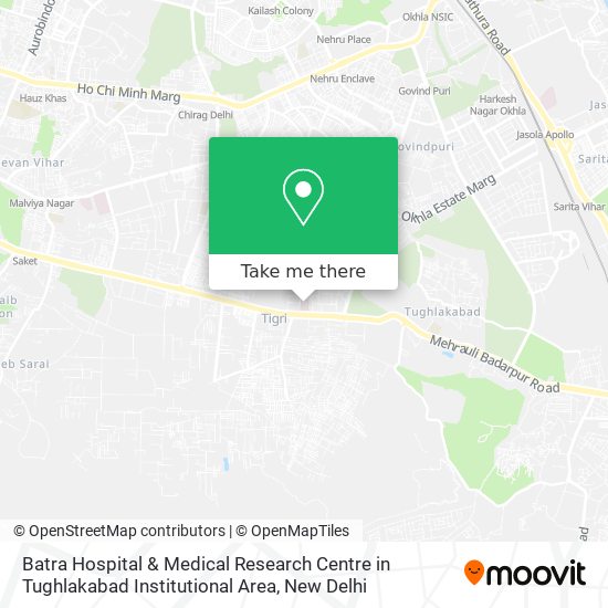 Batra Hospital & Medical Research Centre in Tughlakabad Institutional Area map