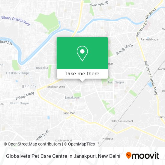 Globalvets Pet Care Centre in Janakpuri map