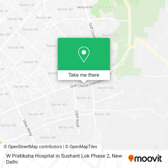 W Pratiksha Hospital in Sushant Lok Phase 2 map