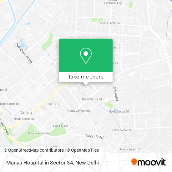 Manas Hospital in Sector 34 map