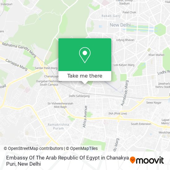 Embassy Of The Arab Republic Of Egypt in Chanakya Puri map