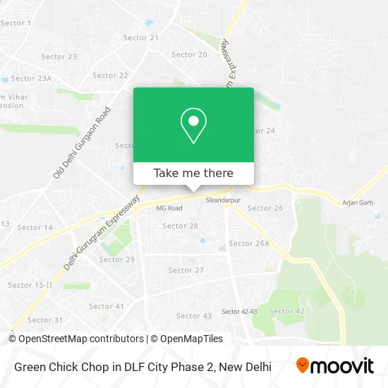 Green Chick Chop in DLF City Phase 2 map