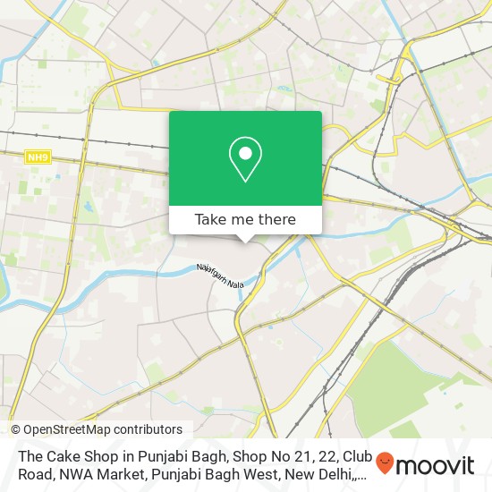 The Cake Shop in Punjabi Bagh, Shop No 21, 22, Club Road, NWA Market, Punjabi Bagh West, New Delhi, map