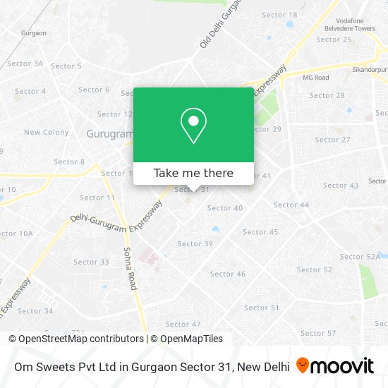 Om Sweets Pvt Ltd in Gurgaon Sector 31 map
