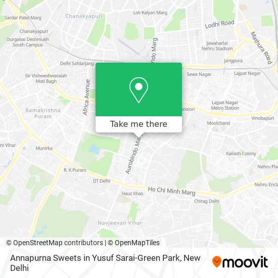 Annapurna Sweets in Yusuf Sarai-Green Park map