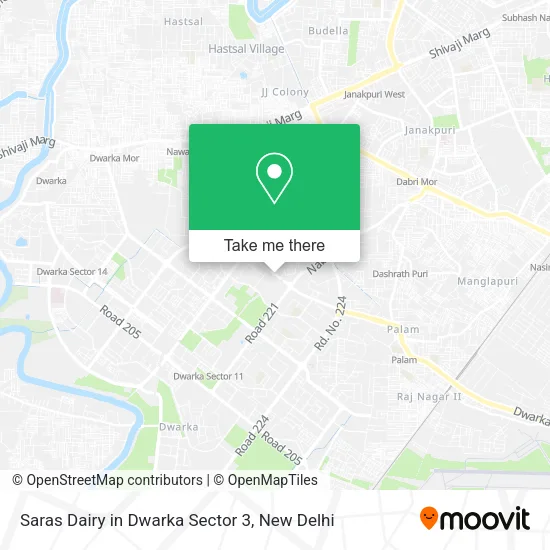 Saras Dairy in Dwarka Sector 3 map