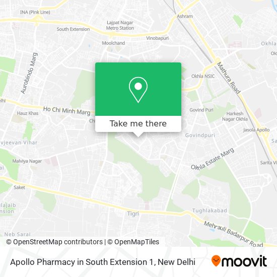 Apollo Pharmacy in South Extension 1 map