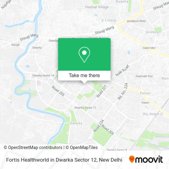 Fortis Healthworld in Dwarka Sector 12 map