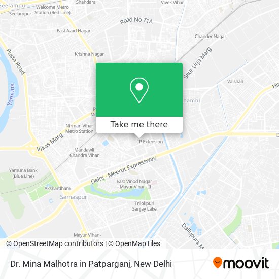 Dr. Mina Malhotra in Patparganj map