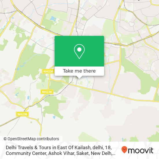 Delhi Travels & Tours in East Of Kailash, delhi, 18, Community Center, Ashok Vihar, Saket, New Delh map