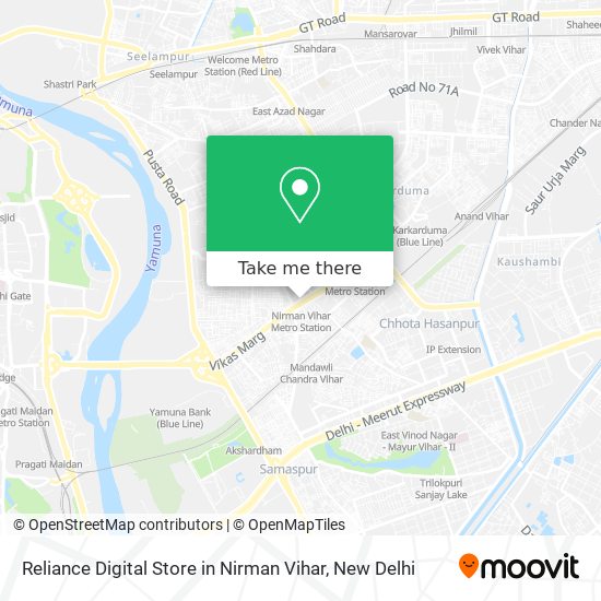 Reliance Digital Store in Nirman Vihar map