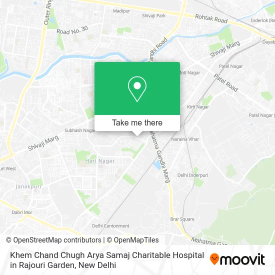 Khem Chand Chugh Arya Samaj Charitable Hospital in Rajouri Garden map
