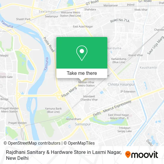 Rajdhani Sanitary & Hardware Store in Laxmi Nagar map