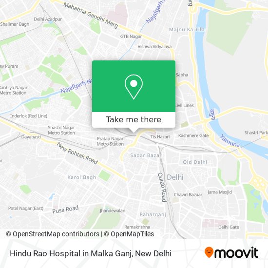 Hindu Rao Hospital in Malka Ganj map