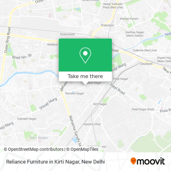 Reliance Furniture in Kirti Nagar map