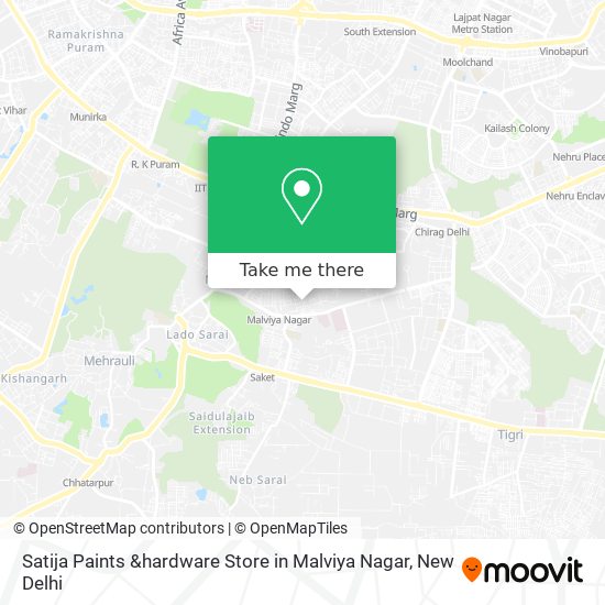 Satija Paints &hardware Store in Malviya Nagar map
