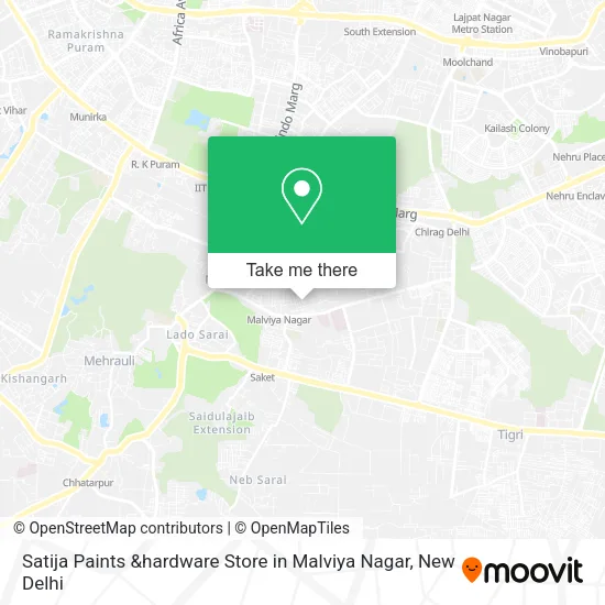 Satija Paints &hardware Store in Malviya Nagar map