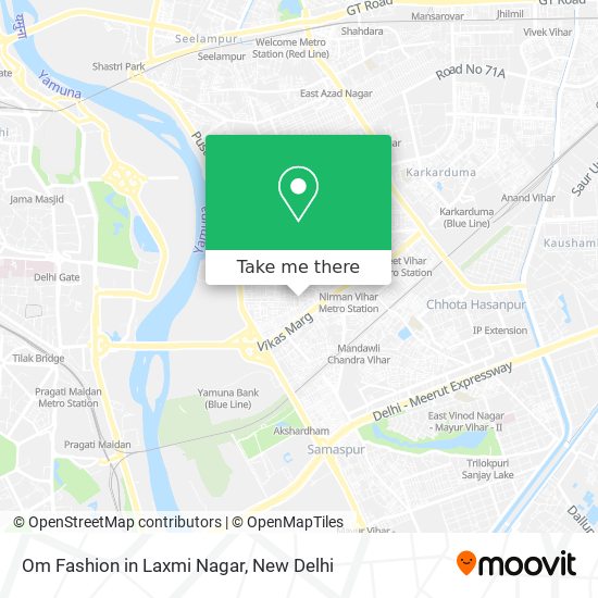 Om Fashion in Laxmi Nagar map