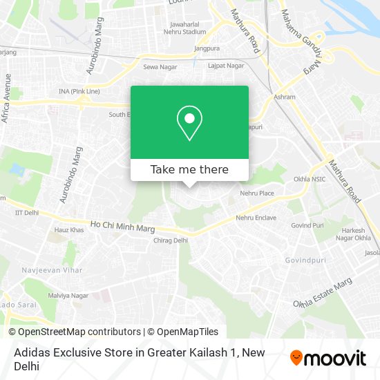 How to get Adidas Exclusive Store in Greater Kailash 1 in Delhi by Bus or