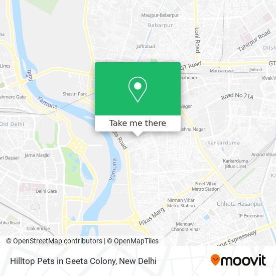 Hilltop Pets in Geeta Colony map