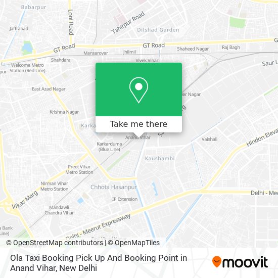 Ola Taxi Booking Pick Up And Booking Point in Anand Vihar map