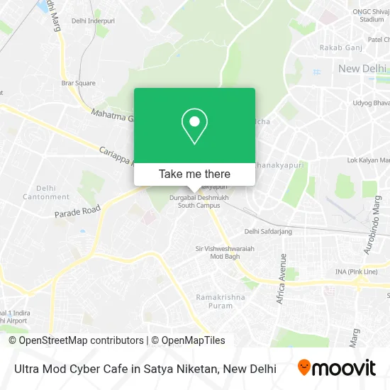 Ultra Mod Cyber Cafe in Satya Niketan map